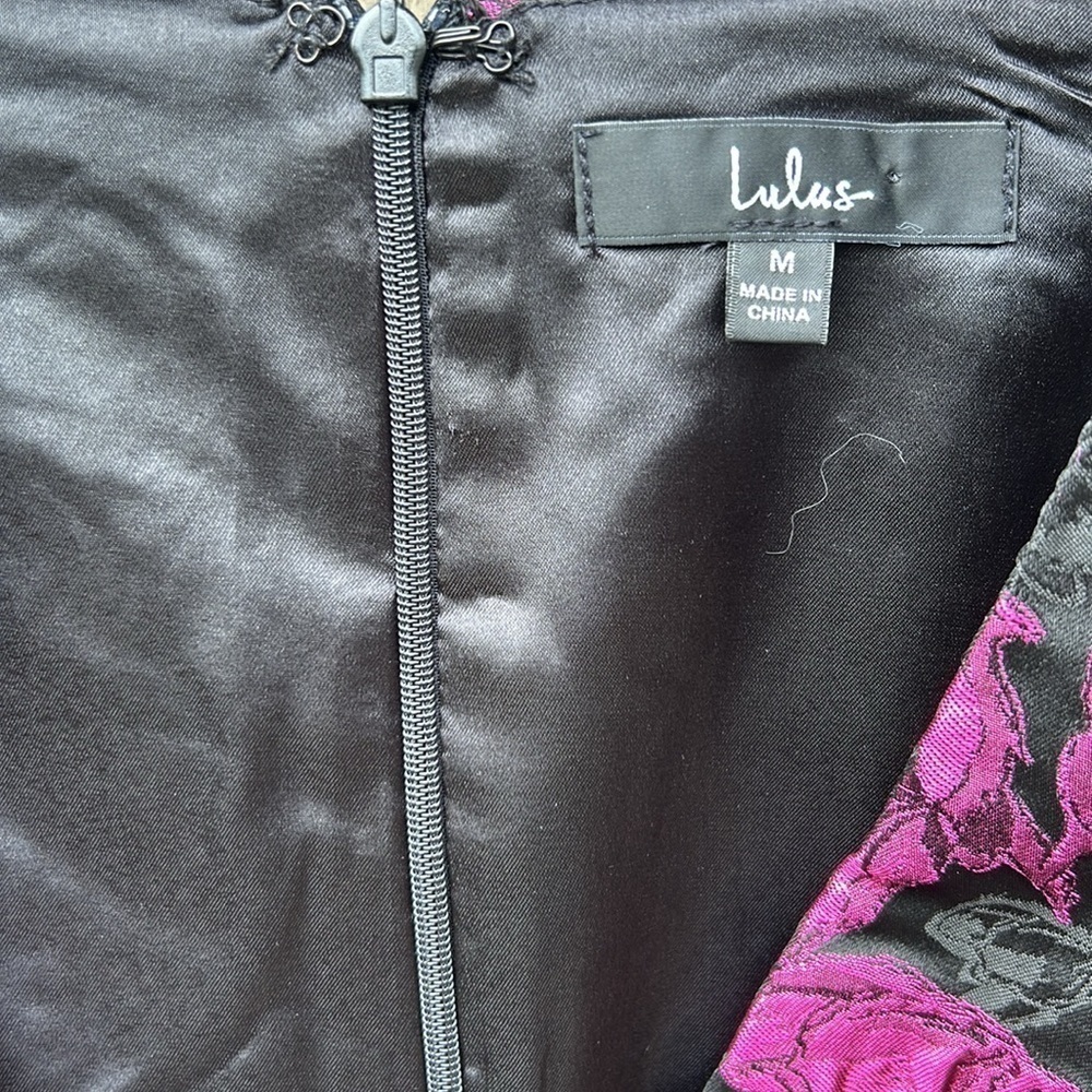 Lulu's Elegant Taste Black and Pink Floral Jacquard Mini Dress New With … - Picture 8 of 10